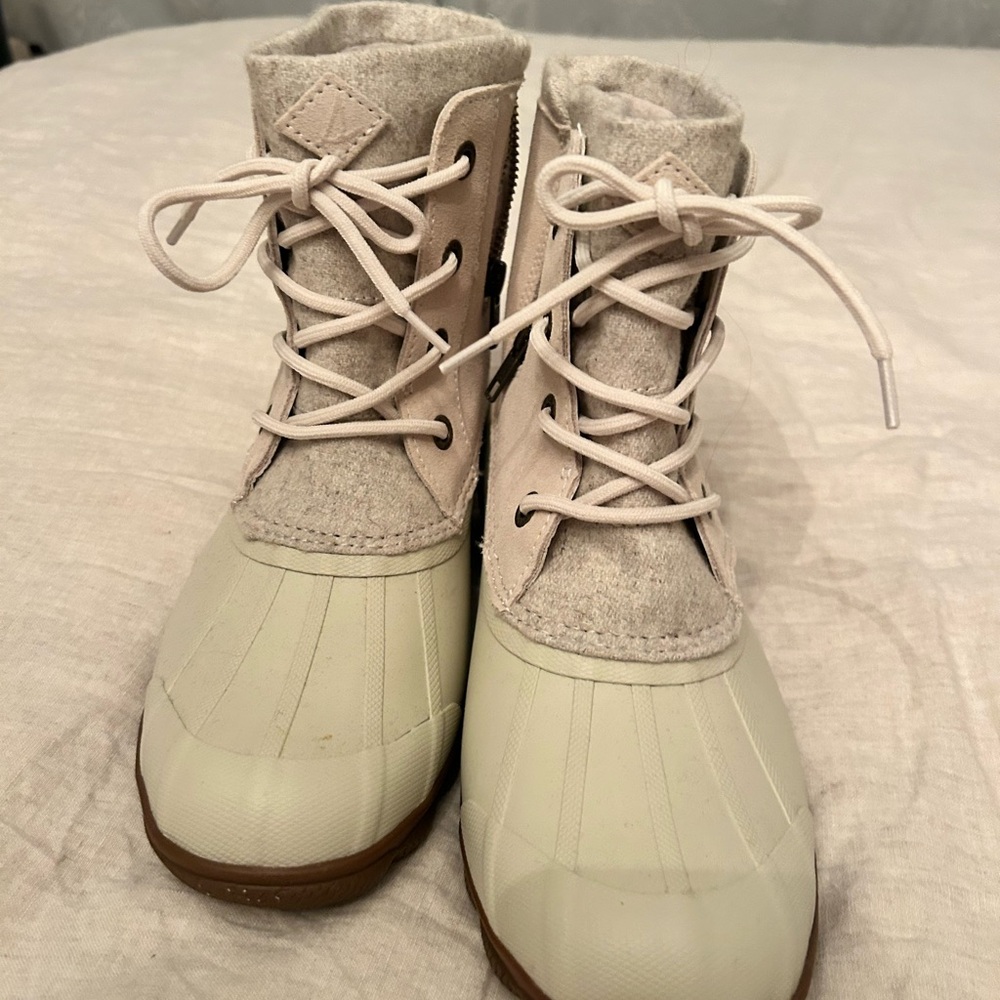 Women's Cream and Tan Boots